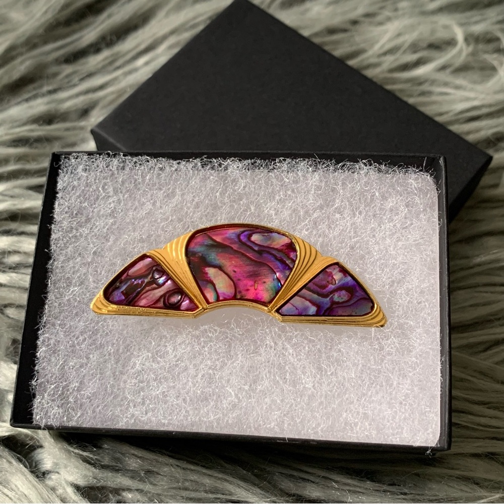 Vintage Shell inlay Brooch Pin
